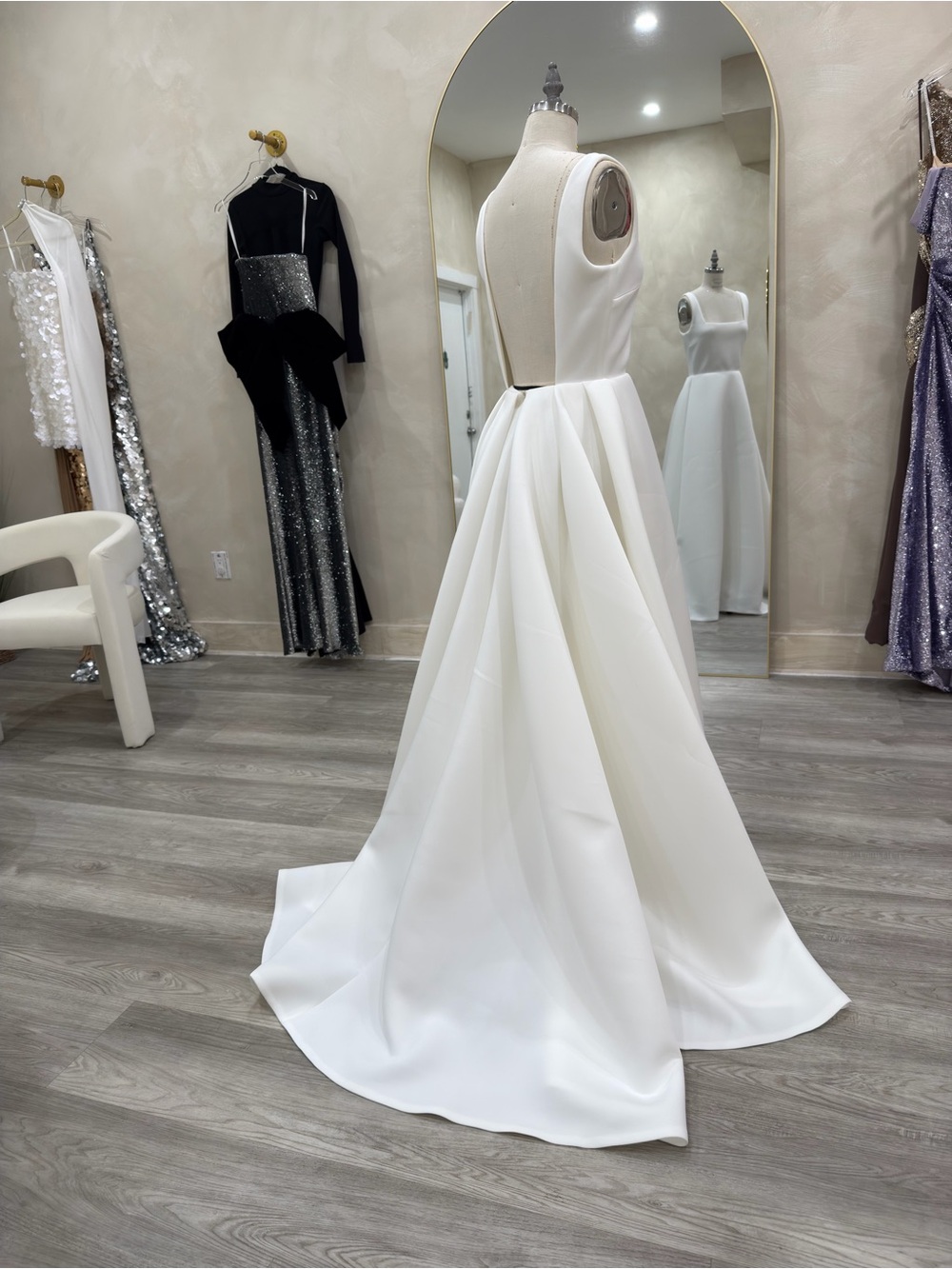 Modern-Classic, Neoprene Ivory Wedding Gown